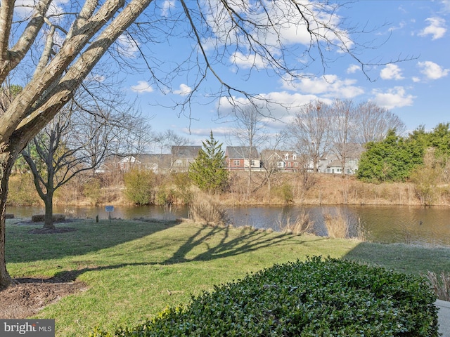 view of yard featuring a water view