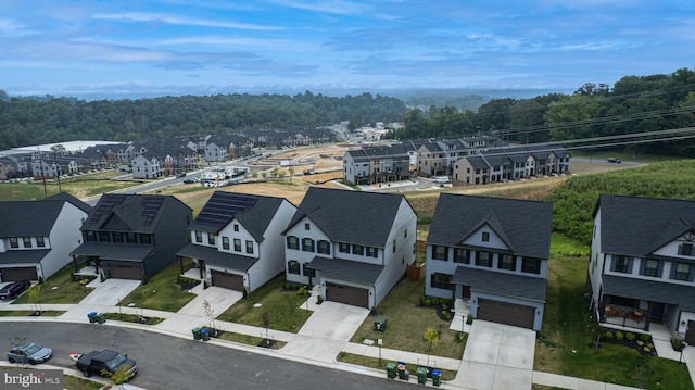 bird's eye view with a residential view