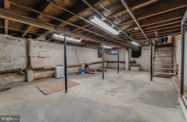 23 Swan St, Lambertville, NJ 08530 - unfinished basement featuring electric panel and stairs