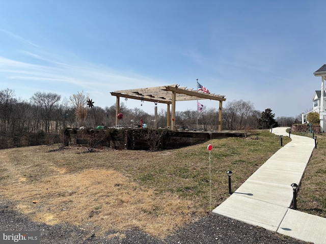 exterior space featuring a pergola