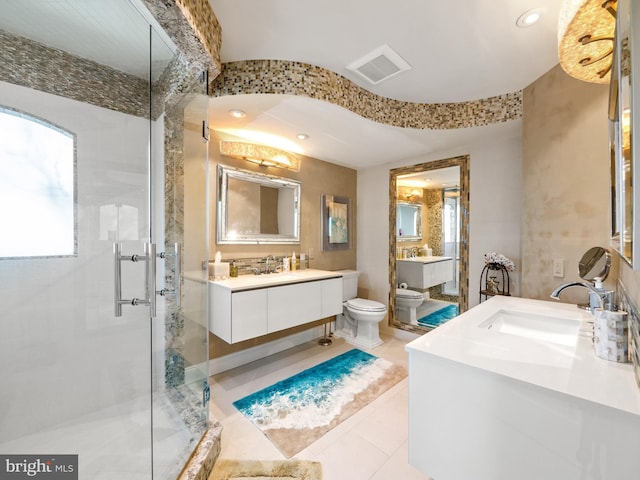 full bath featuring a stall shower, visible vents, a wealth of natural light, and a sink