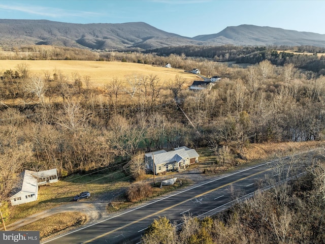 bird's eye view with a rural view and a mountain view