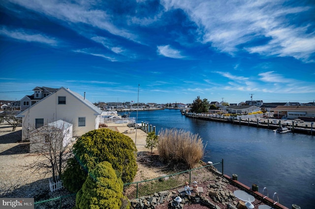 water view with a boat dock