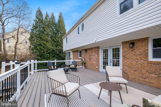 wooden terrace with french doors