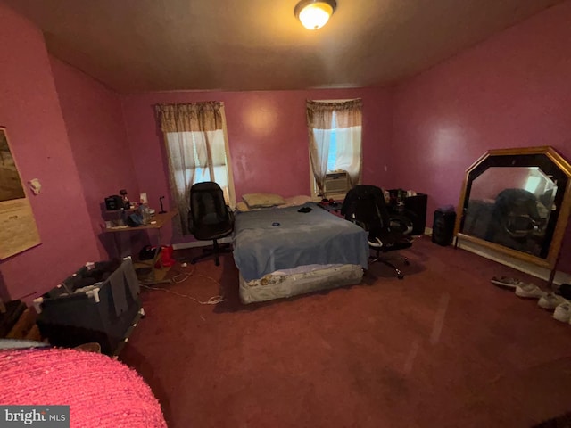 carpeted bedroom featuring cooling unit