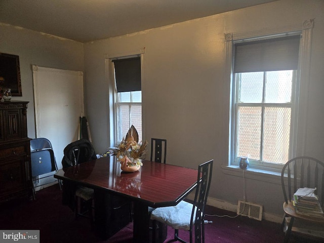 dining space with visible vents