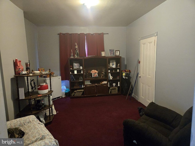 office featuring dark colored carpet