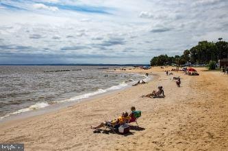 view of water feature featuring a beach view