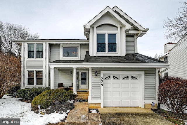 traditional-style house featuring driveway and a garage