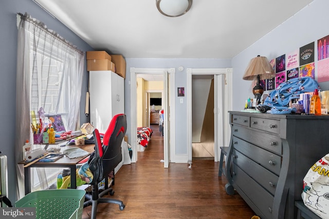 office space featuring wood finished floors