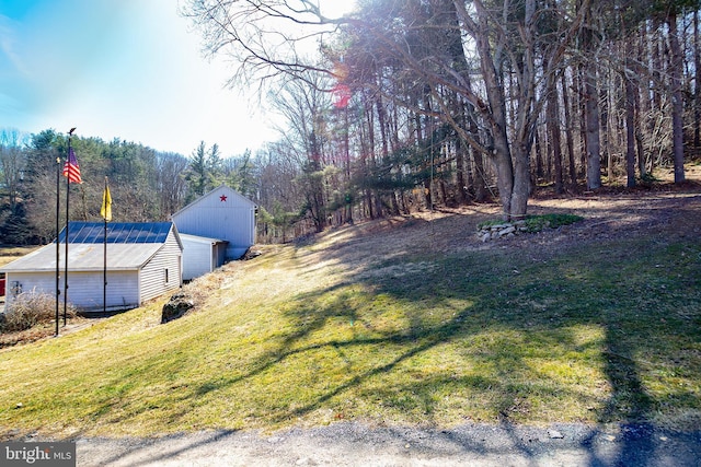 view of yard featuring an outbuilding and a pole building