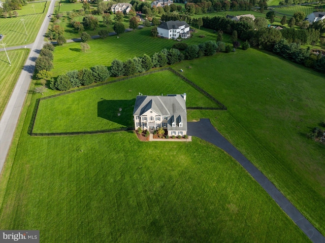 aerial view featuring a rural view