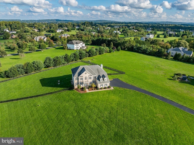 bird's eye view with a rural view