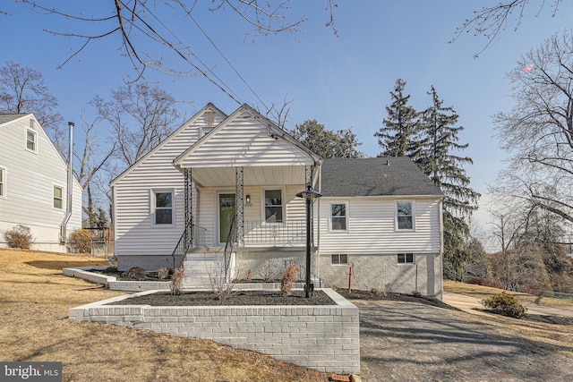 bungalow featuring covered porch