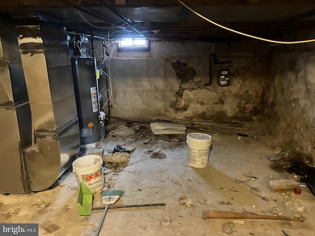 basement with gas water heater