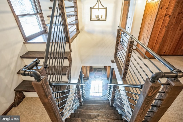 stairs with carpet floors