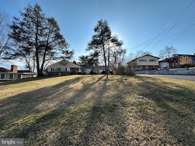 view of front of home with a front yard