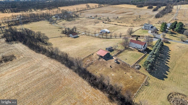 bird's eye view with a rural view