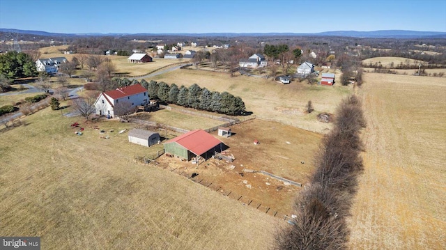 aerial view featuring a rural view