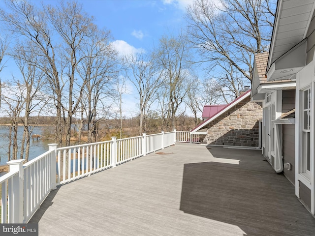deck with a water view