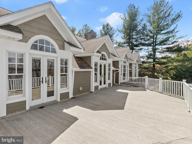 wooden terrace with french doors