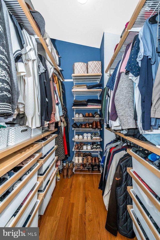 spacious closet with wood finished floors