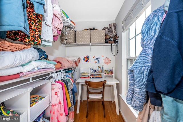 spacious closet featuring wood finished floors