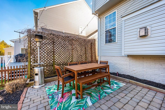 view of patio / terrace featuring outdoor dining space and fence