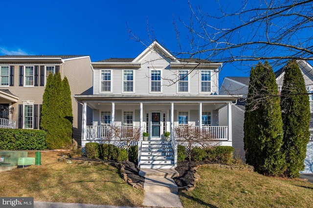 colonial house with a porch