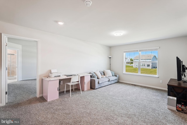 348 Tyson Dr, Berryville, VA 22611 - living room featuring carpet floors, baseboards, and an office area