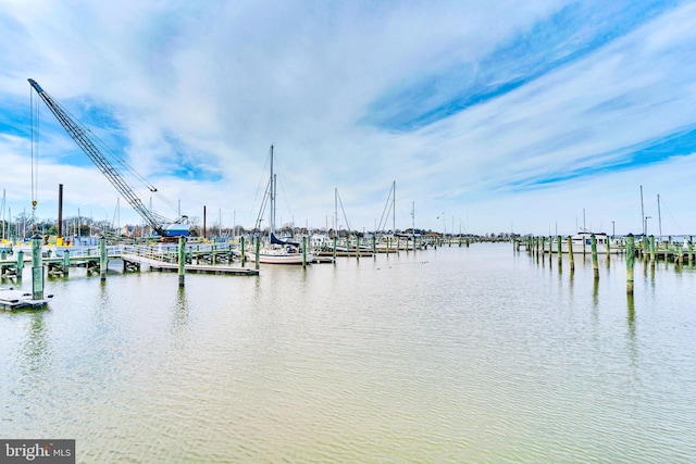 water view with a boat dock