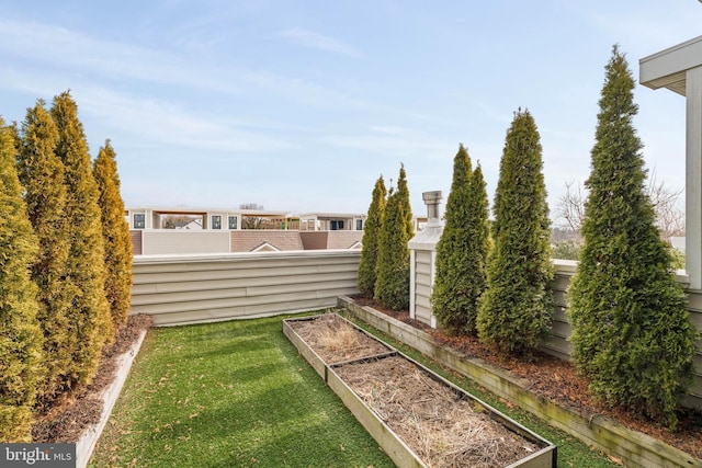 view of yard featuring a garden