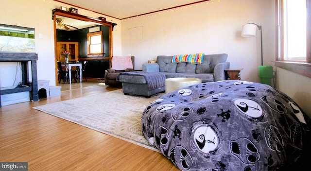 living area featuring wood finished floors