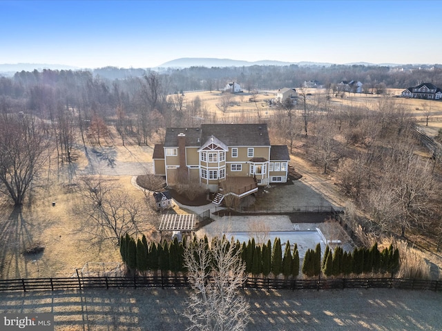 aerial view featuring a rural view