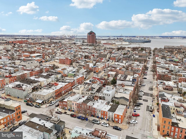 drone / aerial view featuring a city view