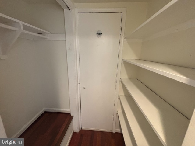 interior space with dark wood-style flooring