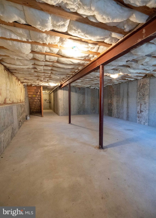 view of unfinished basement