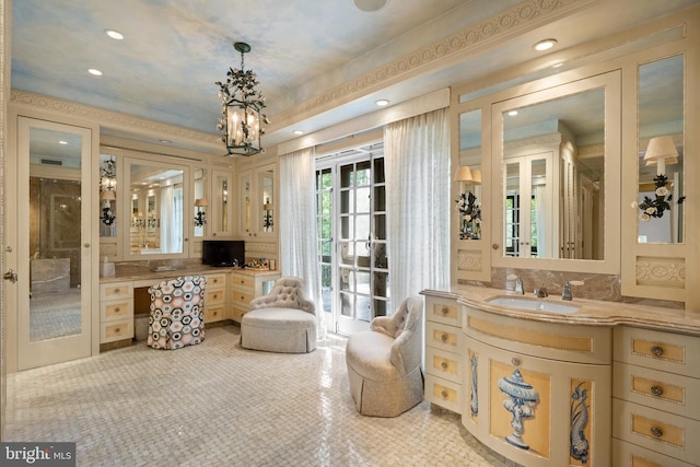 bathroom featuring vanity and recessed lighting