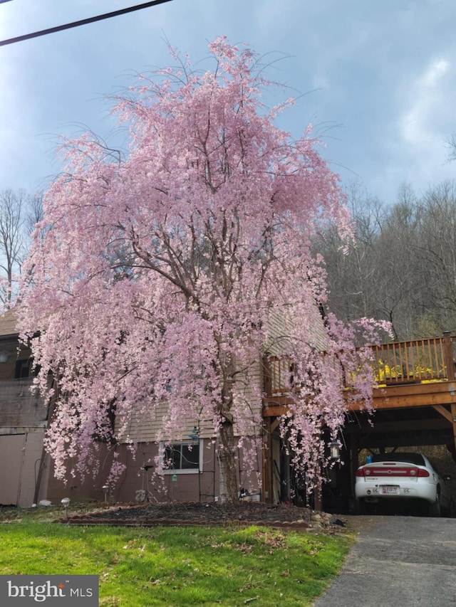 view of side of property with aphalt driveway