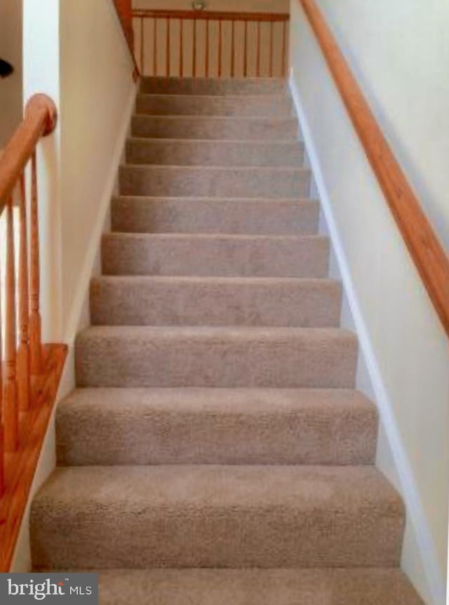 staircase with wood finished floors