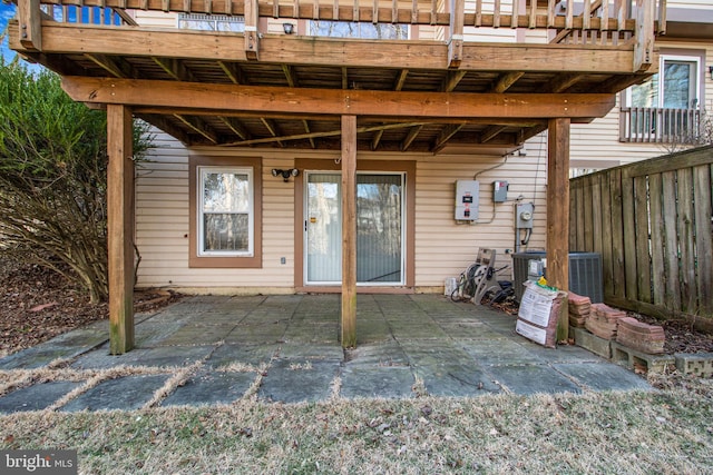 exterior space featuring fence and a patio