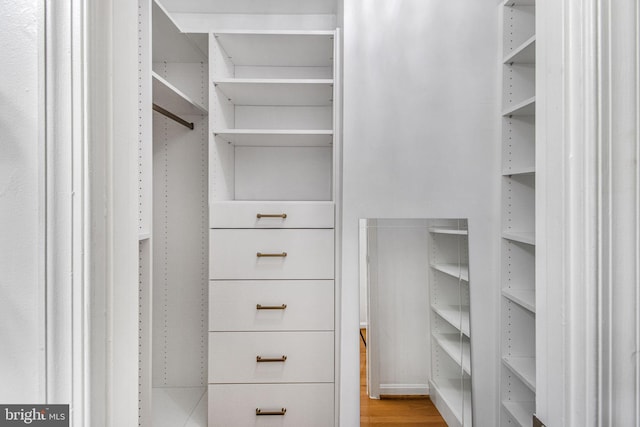 spacious closet with light wood finished floors