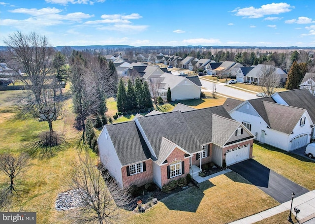 bird's eye view with a residential view