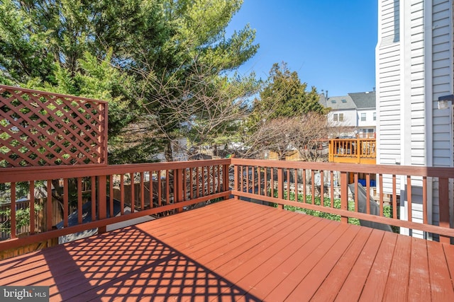 deck with a residential view