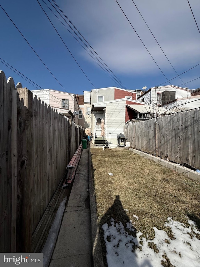 view of yard featuring fence private yard