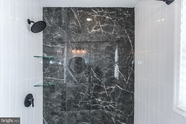 interior details with tiled shower