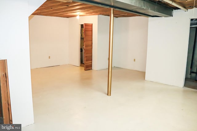 view of unfinished basement