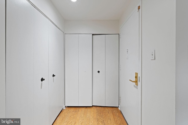 interior space featuring a closet and light wood-style floors