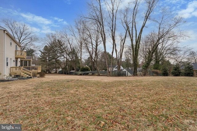 view of yard featuring a deck