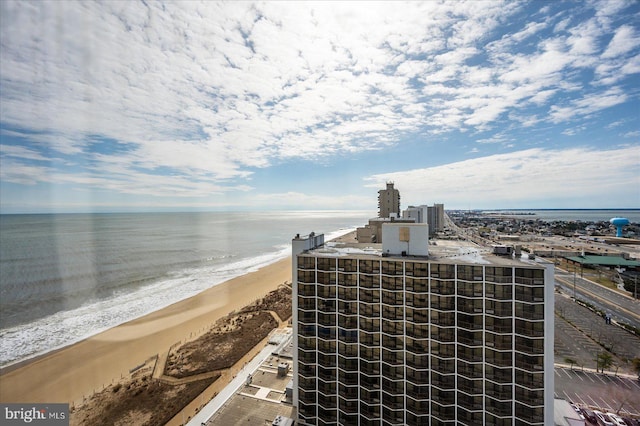 exterior space with a beach view